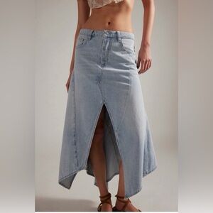 FREE PEOPLE WE THE FREE AQUARIUS DENIM MAXI SKIRT